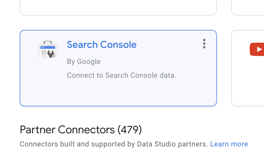Image showing Search Console highlighted as a connector.