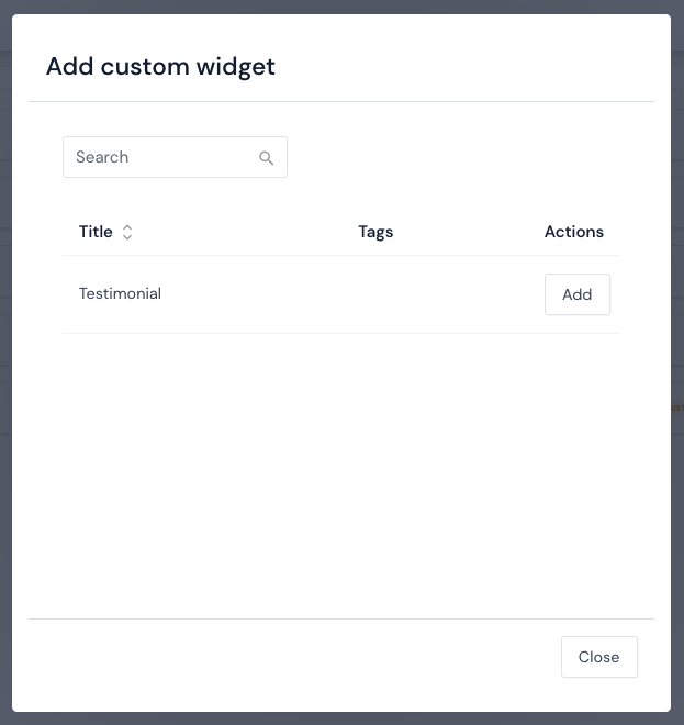 Add a custom widget page.