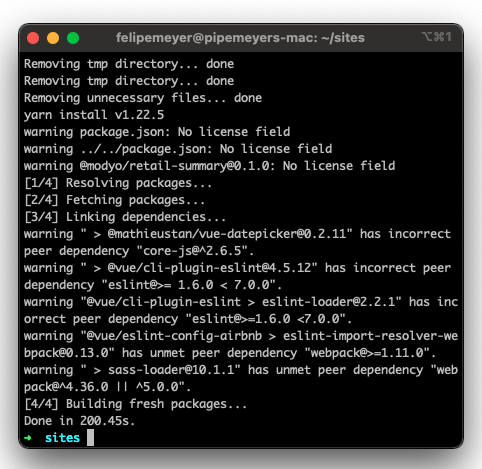 Screenshot of the terminal output of the previous command