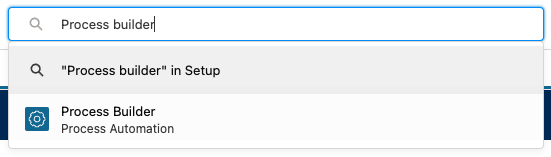 Image searching for Process Builder in the Setup window.
